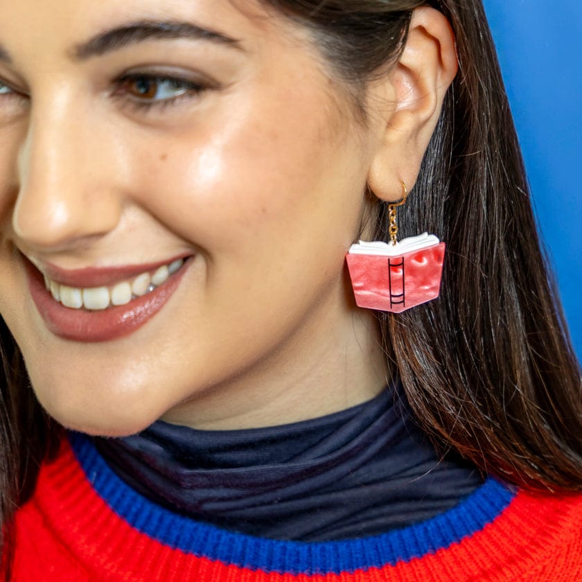 Story Book Drop Earrings - Pink  -  Erstwilder Essentials  -  Quirky Resin and Enamel Accessories