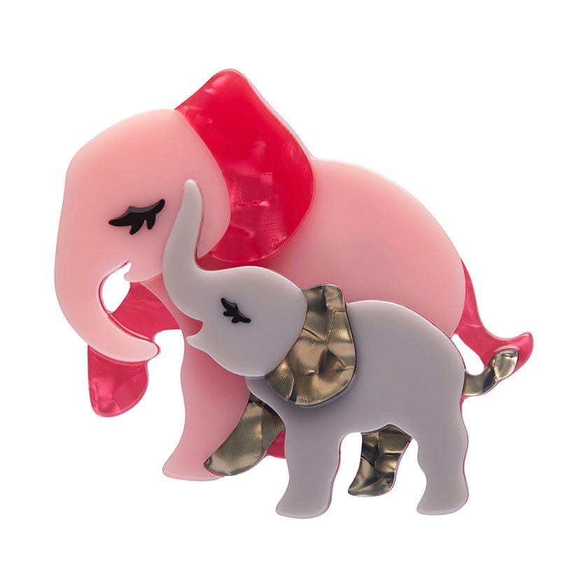 Mother Ella Elephants Brooch  -  Erstwilder  -  Quirky Resin and Enamel Accessories