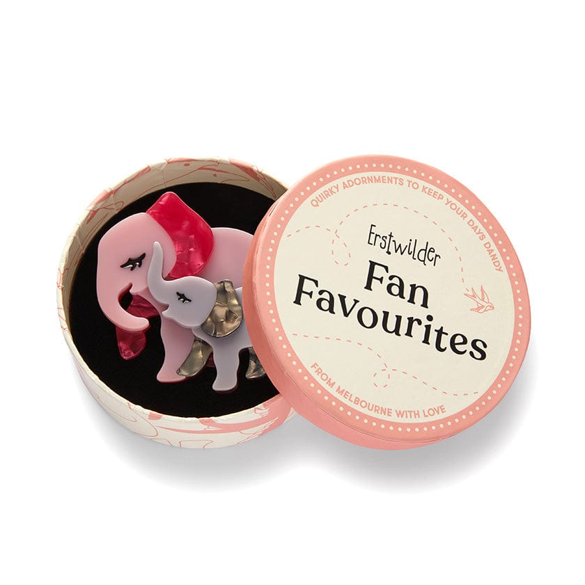 Mother Ella Elephants Brooch  -  Erstwilder  -  Quirky Resin and Enamel Accessories