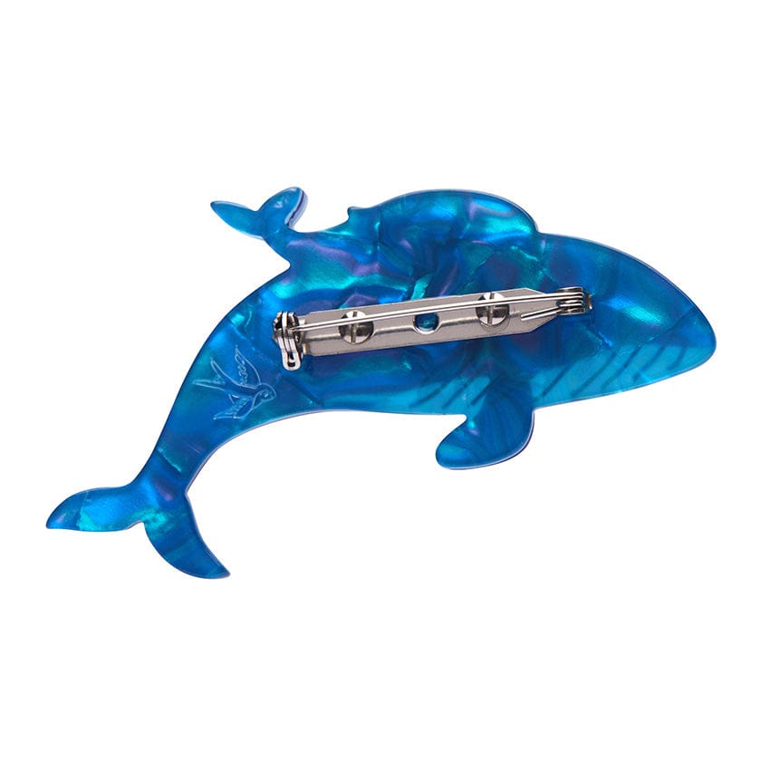 Benevolent Behemoths Blue Whale Brooch  -  Erstwilder  -  Quirky Resin and Enamel Accessories