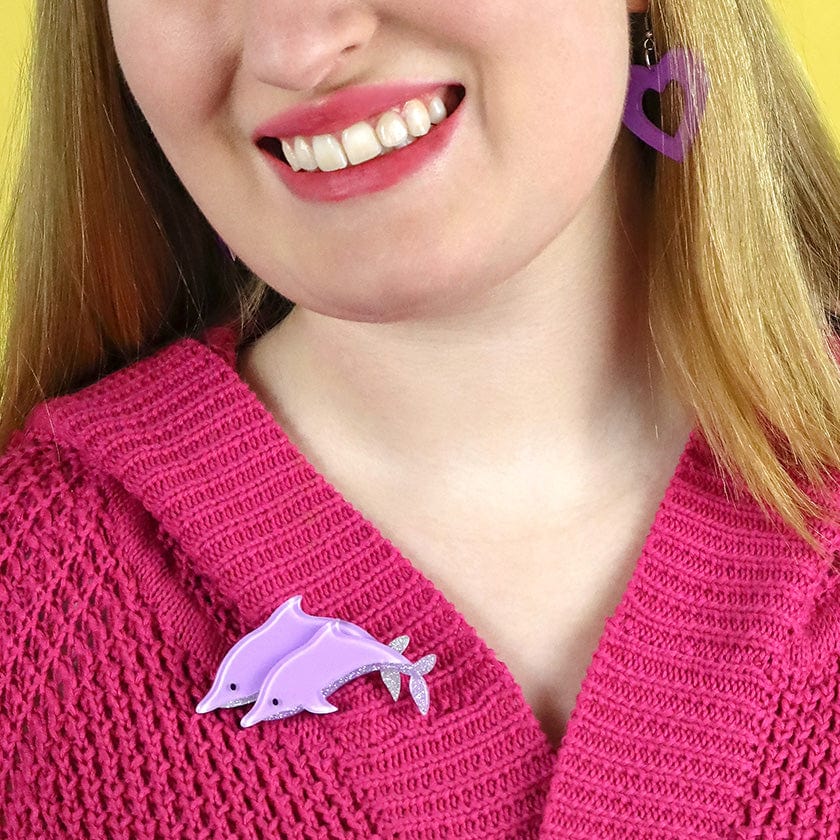 Dancing Dolphins Brooch  -  Erstwilder  -  Quirky Resin and Enamel Accessories