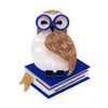 Studious Snow Owl Brooch  -  Erstwilder  -  Quirky Resin and Enamel Accessories