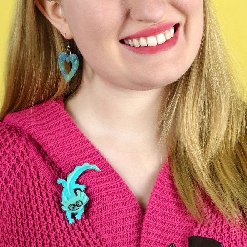 Alex The Axolotl Brooch  -  Erstwilder  -  Quirky Resin and Enamel Accessories