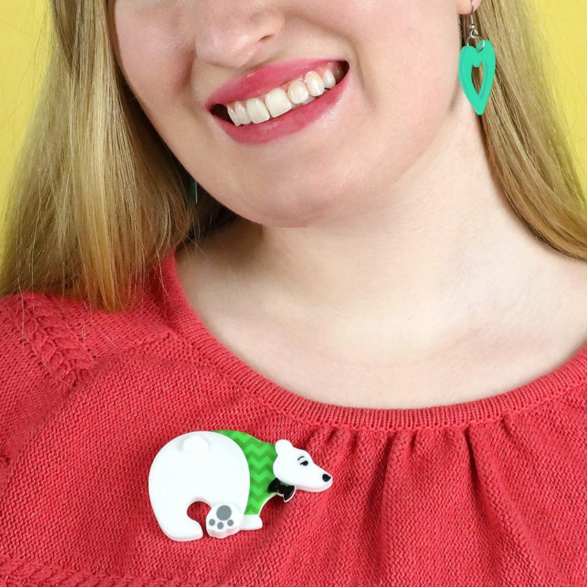 Paulo the Polar Bear Brooch  -  Erstwilder  -  Quirky Resin and Enamel Accessories