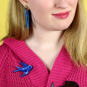 Bluebird of Happiness Brooch  -  Erstwilder  -  Quirky Resin and Enamel Accessories
