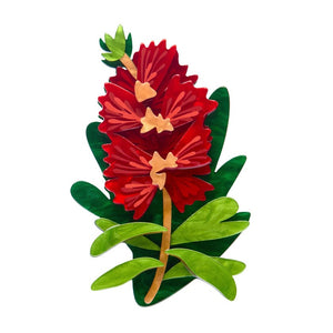 Crimson Bottlebrush Brooch  -  Erstwilder  -  Quirky Resin and Enamel Accessories