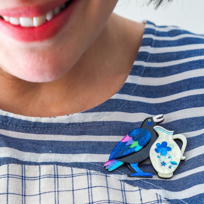 Thirsty Work Brooch  -  Erstwilder  -  Quirky Resin and Enamel Accessories