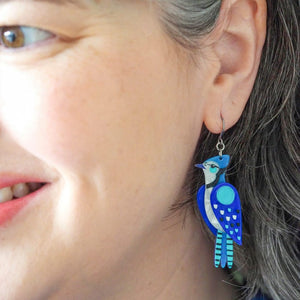The Boisterous Blue Jay Drop Earrings  -  Erstwilder  -  Quirky Resin and Enamel Accessories