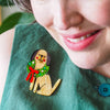 Deck the Doggo Brooch  -  Erstwilder  -  Quirky Resin and Enamel Accessories