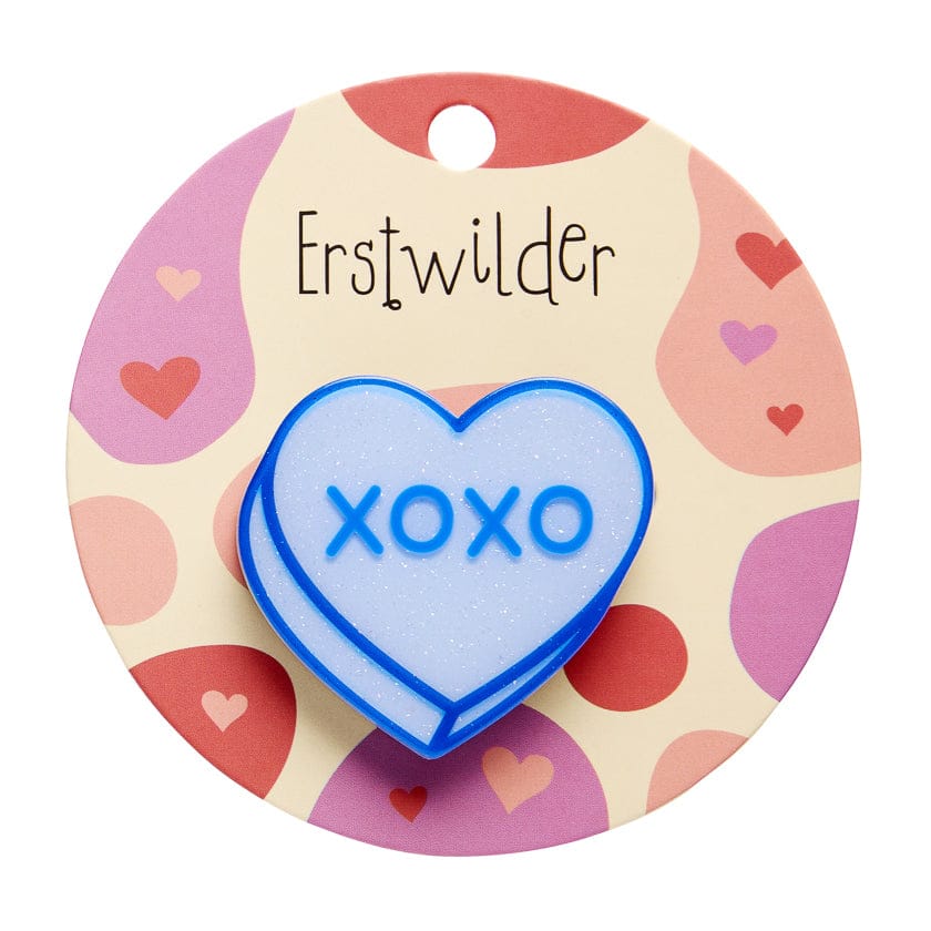 Candy Heart Simplified Mini Brooch – Blue  -  Erstwilder Simplified  -  Quirky Resin and Enamel Accessories