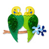 Best Budgies Brooch  -  Erstwilder  -  Quirky Resin and Enamel Accessories