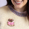 Puss in Books Brooch