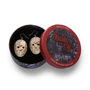 Jason Voorhees Mask Drop Earrings  -  Erstwilder  -  Quirky Resin and Enamel Accessories