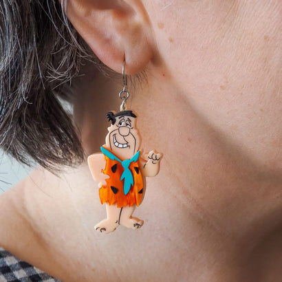 Fred Flintstone Drop Earrings  -  Erstwilder  -  Quirky Resin and Enamel Accessories