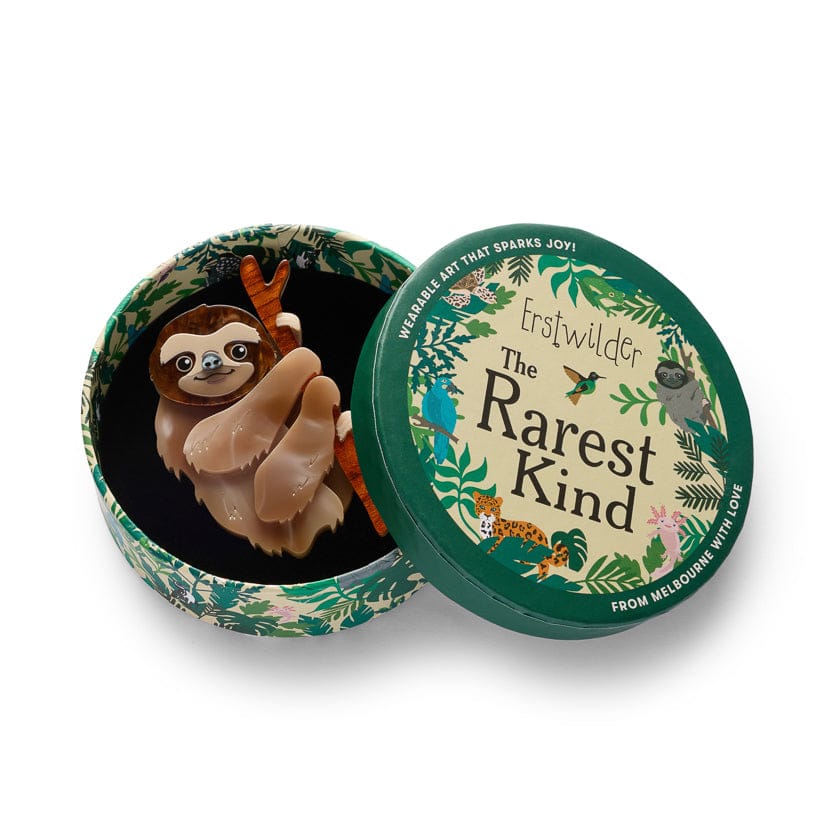 Pygmy Three-Toed Sloth Brooch  -  Erstwilder  -  Quirky Resin and Enamel Accessories