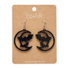 Moon & Bats Drop Earrings - Black