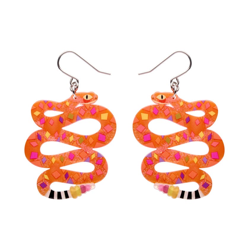 The Rowdy Rattlesnake Drop Earrings  -  Erstwilder  -  Quirky Resin and Enamel Accessories