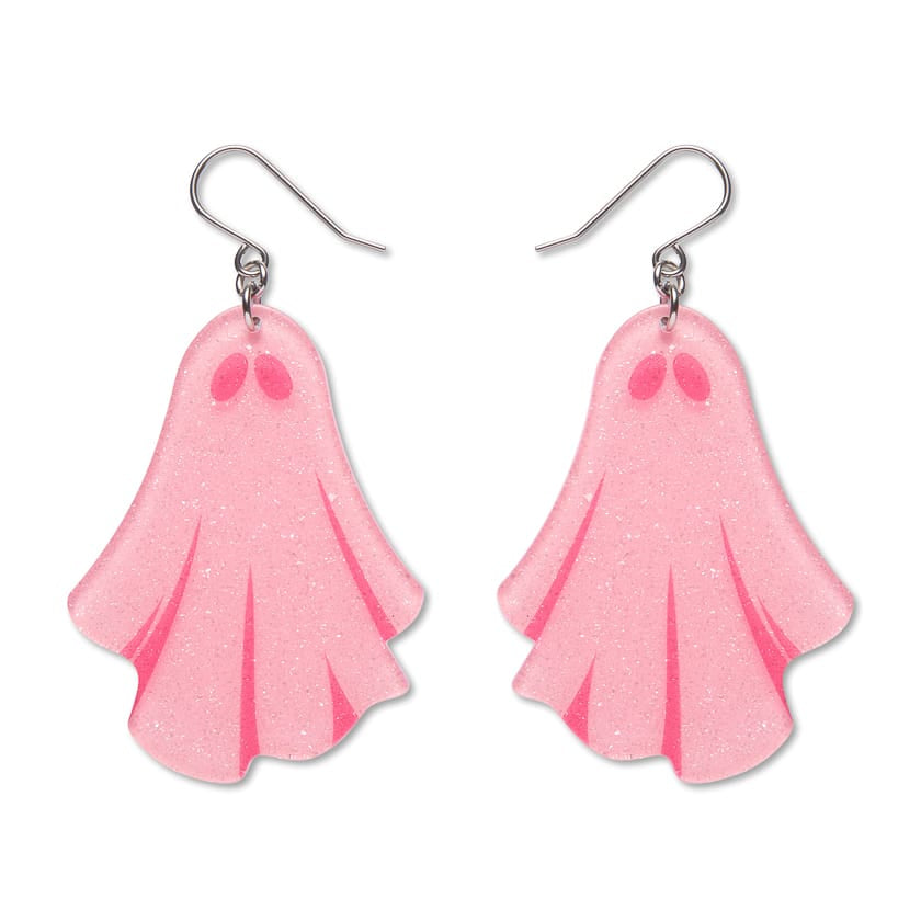 Ghostie Drop Earrings - Pink  -  Erstwilder Essentials  -  Quirky Resin and Enamel Accessories