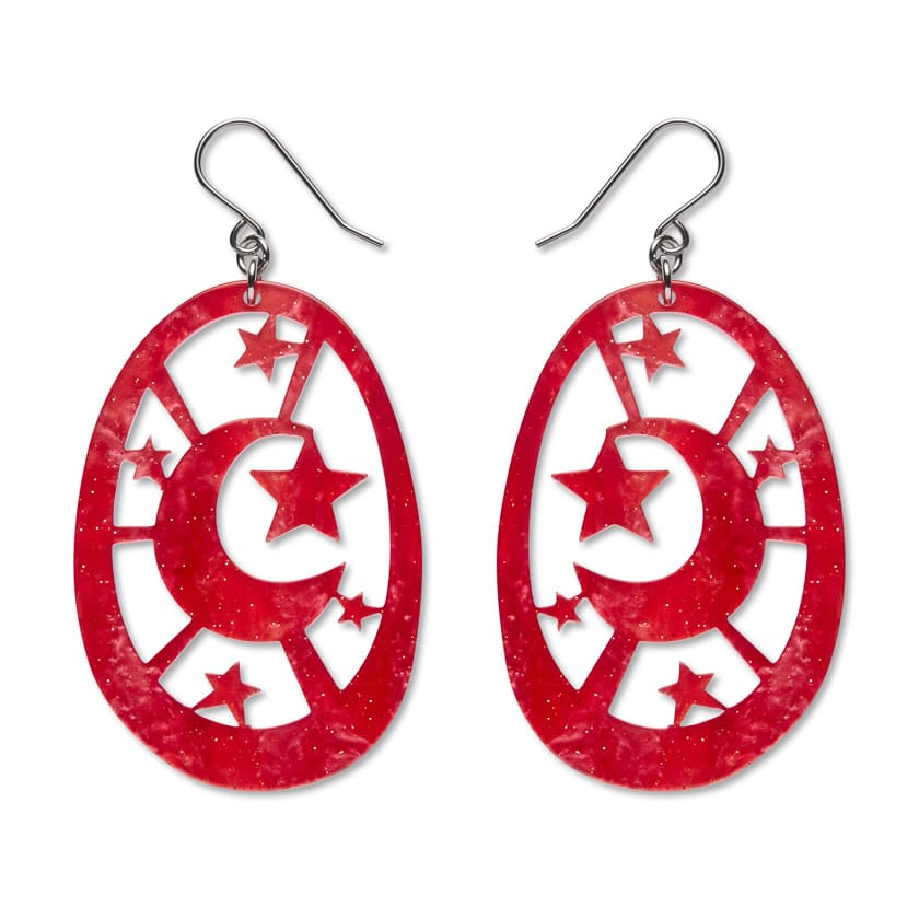 Moonlight Drop Earrings - Red  -  Erstwilder Essentials  -  Quirky Resin and Enamel Accessories