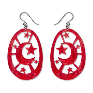 Moonlight Drop Earrings - Red  -  Erstwilder Essentials  -  Quirky Resin and Enamel Accessories