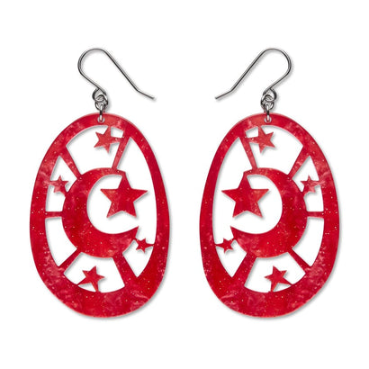 Moonlight Drop Earrings - Red  -  Erstwilder Essentials  -  Quirky Resin and Enamel Accessories