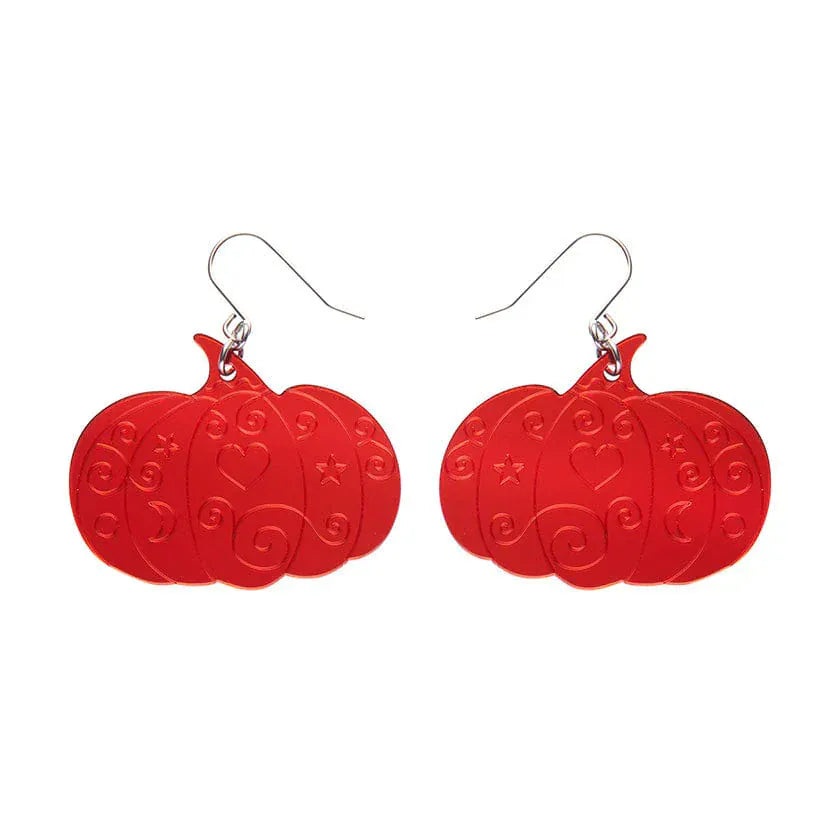 Pumpkin Magic Mirror Drop Earrings - Red  -  Erstwilder Essentials  -  Quirky Resin and Enamel Accessories