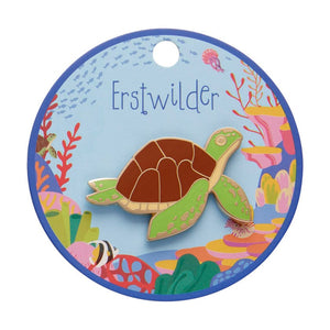 Green Turtle Enamel Pin  -  Erstwilder  -  Quirky Resin and Enamel Accessories