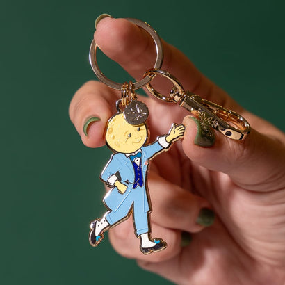 Moonface Enamel Key Ring  -  Erstwilder  -  Quirky Resin and Enamel Accessories