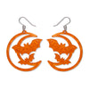 Moon & Bats Drop Earrings - Orange