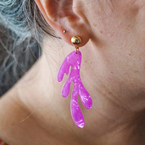 Reef Coral Drop Earrings - Pink  -  Erstwilder Essentials  -  Quirky Resin and Enamel Accessories