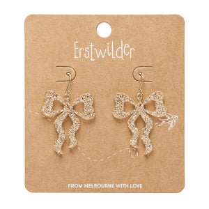 Bows Drop Earrings – Gold  -  Erstwilder Essentials  -  Quirky Resin and Enamel Accessories