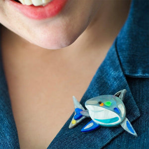 The Guileless Great White Shark Brooch  -  Erstwilder  -  Quirky Resin and Enamel Accessories