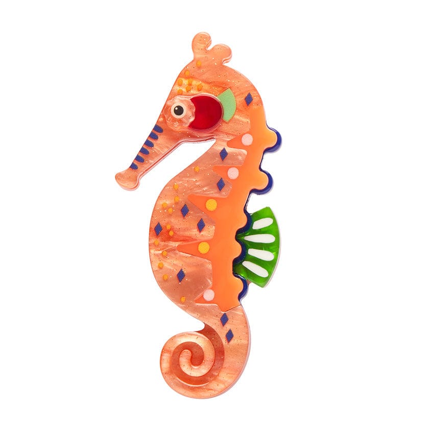 The Wary Western Australian Seahorse Brooch  -  Erstwilder  -  Quirky Resin and Enamel Accessories