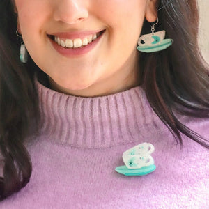 Tea and Sympathy Mini Brooch  -  Erstwilder  -  Quirky Resin and Enamel Accessories