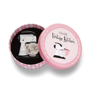 Spin Me Right Round Brooch - White  -  Erstwilder  -  Quirky Resin and Enamel Accessories