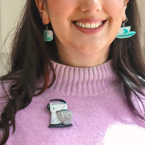 Spin Me Right Round Brooch - White  -  Erstwilder  -  Quirky Resin and Enamel Accessories