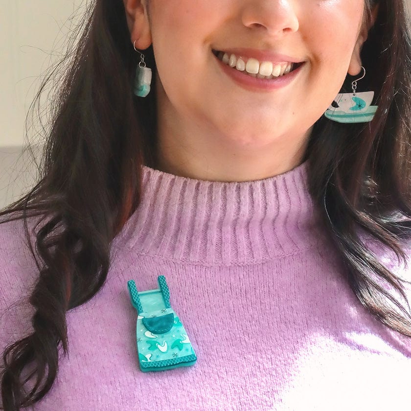 No Strings Attached Brooch - Teal  -  Erstwilder  -  Quirky Resin and Enamel Accessories