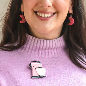 Spin Me Right Round Brooch - Pink  -  Erstwilder  -  Quirky Resin and Enamel Accessories