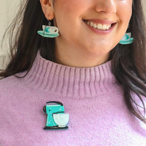 Spin Me Right Round Brooch - Teal  -  Erstwilder  -  Quirky Resin and Enamel Accessories