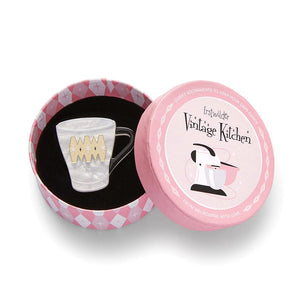 Wake Up and Smell the Coffee Mini Brooch  -  Erstwilder  -  Quirky Resin and Enamel Accessories