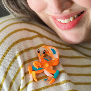 The Guarded Golden Ghost Crab Brooch  -  Erstwilder  -  Quirky Resin and Enamel Accessories
