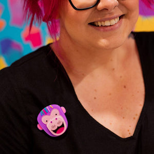 Charlie The Chimp Brooch  -  Erstwilder  -  Quirky Resin and Enamel Accessories