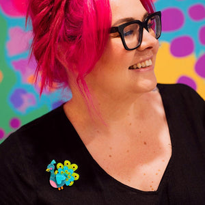 Percy the Peacock Brooch  -  Erstwilder  -  Quirky Resin and Enamel Accessories