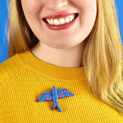 The Singing Swallow Brooch  -  Erstwilder  -  Quirky Resin and Enamel Accessories