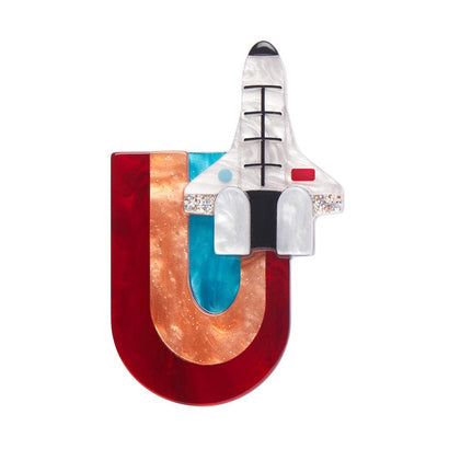 Mission To The Moon Brooch  -  Erstwilder  -  Quirky Resin and Enamel Accessories