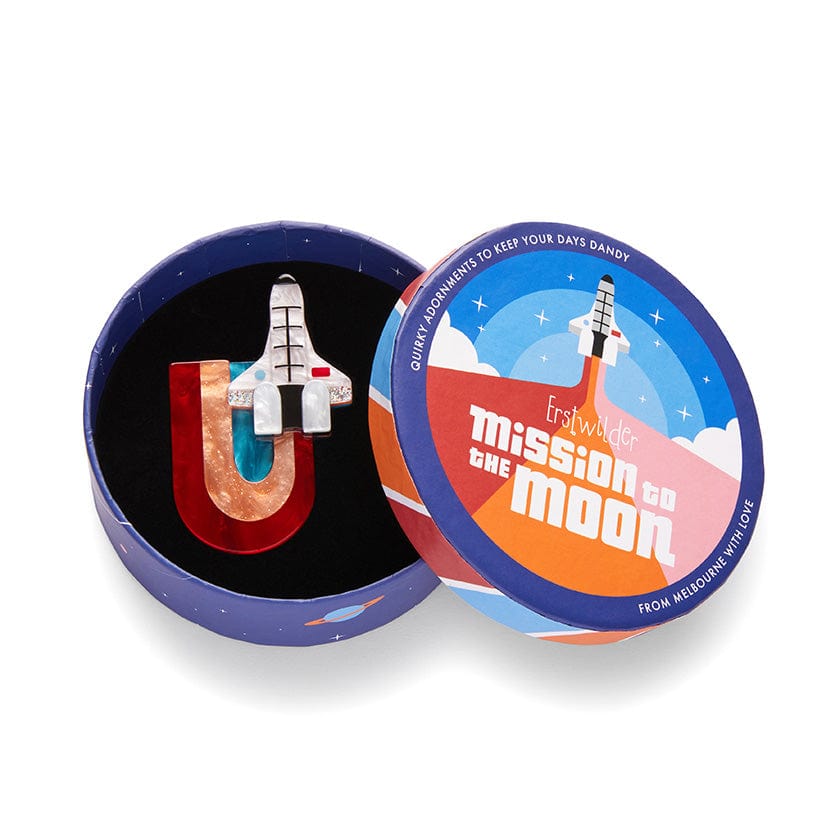 Mission To The Moon Brooch  -  Erstwilder  -  Quirky Resin and Enamel Accessories