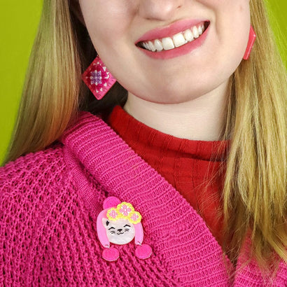 Snug Fit Kitty Brooch  -  Erstwilder  -  Quirky Resin and Enamel Accessories