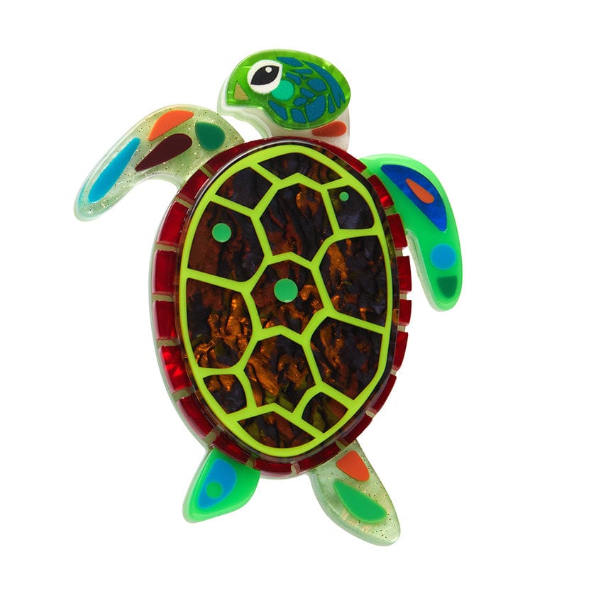 The Graceful Green Sea Turtle Brooch  -  Erstwilder  -  Quirky Resin and Enamel Accessories