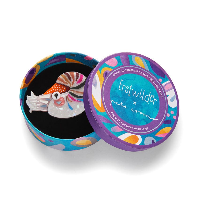 The Cryptic Chambered Nautilus Brooch  -  Erstwilder  -  Quirky Resin and Enamel Accessories