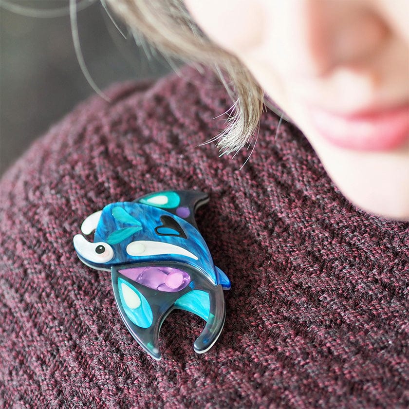 The Mercurial Manta Ray Brooch  -  Erstwilder  -  Quirky Resin and Enamel Accessories